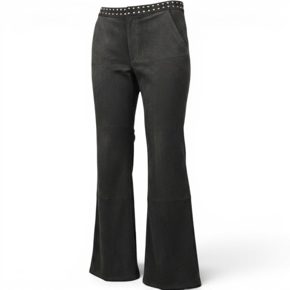 Dear John Faux Suede Studded Wide Leg Pants Womens 32x30 (Tag 30) Black